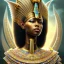 Placeholder: sango fantasy, fantasy magic, intricate, sharp focus, illustration, highly detailed, digital painting, concept art, matte, masterpiece head sexy view black African beauty black afro hair earth lady golden falcon head Egyptian princess pyramid sphinx background