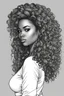 Placeholder: Create a coloring page of a beautiful curvy black female looking to the side with curly hair. No shading, No color, clean lines