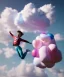 Placeholder: Ultra realistic clouds sky scene, wide angle, medium shot view, portrait, sweet Childs, free jumping flying, trinkets, monster hair, jelly beans, balls, smile, happy, Peter Pan style, inflatable color clothing, extreme, wind, clouds sea, 20,000 feet altitude, stratosphere, soft color, highly detailed, unreal engine 5, ray tracing, RTX, lumen lighting, ultra detail, volumetric lighting, 3d, finely drawn, high definition, high resolution.