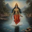 Placeholder: An oil painting of godess Kali crossing a lake