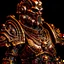 Placeholder: copper , upper torso portrait of Adeptus Astartes, young african man, Mostly onyx metal with copper accents color palette , Primaris Space Marine Infiltrator armor, Depth of field, Warhammer 40K , highly detailed, cinematic lighting, symmetry, symmetrical, anatomically accurate, Chapter Master , raven on chest plate