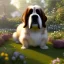 Placeholder: pixar style, volumetric summer garden environment and background, realistic painting of saint Bernard, looking excited, volumetric lighting, dramatic lighting, detailed digital painting, extreme dense and fine fur, anime, ornate, colour-washed colors, elegant, small minutiae, tiny features, particulars, centered, smooth, sharp focus, renderman gofur render, 8k, uhd, detailed eyes, realistic shaded volumetric lighting, sunlight caustics, backlight, centered camera view