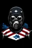 Placeholder: character and black chemistry mask and A shirt with the American flag on it