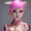 Placeholder: Asian woman, leaning pose, rabbit mask, pink short hair, latex suit, highly detailed,