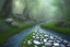 Placeholder:  winding stone path lit river