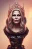 Placeholder: Jennifer Coolidge as evil queen in black leather, cleavage, angry, stern look. character design by cory loftis, fenghua zhong, ryohei hase, ismail inceoglu and ruan jia. unreal engine 5, artistic lighting, highly detailed, photorealistic, fantasy