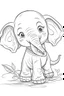 Placeholder: outline art for cute Elephant coloring pages with sitch, white background, Sketch style, full body, only use outline, toddlers style, clean line art, white background, no shadows and clear and well outlined.