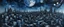 Placeholder: A dark blue urban city with warped moons painted by Guo Xi