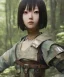 Placeholder: Anime girl neck head portrait, warrior costume, village, meditation, woods, cyberpunk, 8k quality