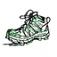 Placeholder: a black and white scribble sketch of hiking shoe