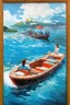 Placeholder: on the boat on a long journey, japanese modern pop art