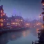 Placeholder: magical riverside town , 8k, beautifl