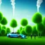 Placeholder: energy, power plant, technology, future, green trees, blue sky, people