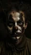 Placeholder: Texture made of hard thick coffee powder and dirt of a clown has bad painting of dark brown color on his face