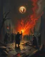 Placeholder: Bosch painting style nightmare people in hell fire