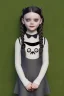 Placeholder: Wednesday Addams toddler, full body, bokeh, hyper realistic