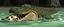 Placeholder: realistic anime crocodile hippo pimp with fluffy hair, doing dog things and eating small dog in the style of fallout 4 and giger and escher