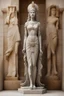 Placeholder: full body stone statue of Virgo Empress Kadosh Iesus Yeshiva Dictator of the Known Universe Queen of Heaven Ishtar Venus Ekadeshi Hathor Asherah Athena Ostara Qudshu Qetesh Britannia Columbia Goddess of many names in Hindu Egyptian Aztec Mayan Native American Japanese Yakut Ancient Greek style, statue, marble granite texture, pale white dull colours, photo-realistic, 50mm lens, f/2.8, natural soft lighting