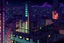 Placeholder: roof top balcony apartment view of a vampire city lights cartoon