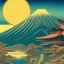 Placeholder: Ukiyo-e Style , mount fuji, sun