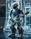 Placeholder: full body all to feet rendering robotic playing electric guitar, he having chasing clear surfaces it from transparency super clear glass explore inside machine components, advance design futuristic sci fi picture,find details,Sony Alpha 7 50mm 1.8,medium shot, high-resolution image with fine details,ultra detailed,ultra realistic,extremely realistic,intricate,photorealistic,epic composition