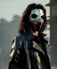 Placeholder: A badass Sofia Buttela wearing a scream mask, atmospheric, realistic, red leather trench coat, unreal engine, cinematic lighting, octane render.