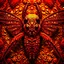 Placeholder: A national geographic award skin color patterned like a poisinous incect or reptile, horrorcore, science gone crazy, winning photograph of of a bat spider housefly hybrid in nature and on the hunt, 64k, reds, oranges, and yellows anatomically correct, 3d, organic surrealism, dystopian, photorealisitc, realtime, symmetrical, clean, 4 small compound eyes around two larger compound eyes, surrealism telephoto dynamic lighting 64 megapixels Unreal Engine volumetric lighting VRay