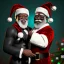 Placeholder: christmas card art, Black Santa and large breasted mom