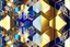 Placeholder: beautiful composition, symmetric pattern, Double exposure of cubes in which abstract flowers are, cracked holographic marble background, the cracks are golden S<AI in sunshine