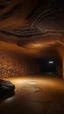 Placeholder: A light brown cave designed in Australian aboriginal art