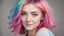 Placeholder: a portrait of a cute girl with colored hair in her 20s