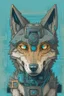 Placeholder: Robotic wolf looking at the camera, comic style