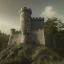 Placeholder: Old stone castle with trees in the background photo realistic