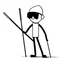 Placeholder: thin stick man with helmet black and white