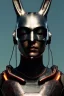 Placeholder: Medium Close Up Portrait, Front image. cyberpunk, rabbit mask, teenager, asian woman, cyber helmet head. Titanium dress. Red, black, color. Steampunk style. renaissance ornaments, Color background, photo studio. Front image, highly detailed, concept art, smooth, unreal engine 5, ray tracing, RTX, lumen lighting, ultra detail, volumetric lighting, 3d, finely drawn, high definition, high resolution.