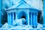Placeholder: A sky blue icy temple with a polar bear painted by Giovanni Battista Sassi
