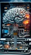 Placeholder: A smoking brain in side a computer component chips and mini lcd lamps
