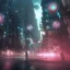 Placeholder: 3d anime, Alien post apocalyptic night city, amazing detail, realistic, flowers, 8K, cinematic lighting, unreal engine