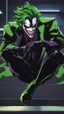 Placeholder: A very close picture to Mix between the joker and venom symbiote in solo leveling shadow art style with neon green details