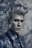 Placeholder: Elvis Presley, Billy Idol Hybrid, 4k UHD, photorealistic, dark blue, foggy, gradated marble wall background, extremely detailed skin texture,