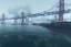 Placeholder: fruitvale bartstation, oakland california, urban , st6reetview, downtown, slums , view of port from the sea, bridge in background , fog , realistic, unity, scriptable render pipeline , cinematic lighting.