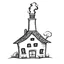 Placeholder: A black and white cute drawing of a chimney, only outline, white background,for kids