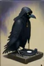 Placeholder: Iranian miniature painting about a raven dj in black style