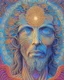 Placeholder: digital painting of a saint, psychedelic style, Alex Grey, intricate details