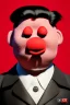 Placeholder: Waist up muppet Portrait, Kim Jong-un muppet doll, black suit, photo studio, red background, unreal engine 5, concept art, art station, god lights, ray tracing, RTX, lumen lighting, ultra detail, volumetric lighting, 3d.