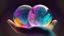 Placeholder: A single crystal ball to look into the future, hands around the ball, smoke appearing inside the ball, pink, dark blue, orange, yellow, aqua blue, very detailed and realistic