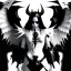 Placeholder: angel, demon, angel demon hybrid, half angel, half demon, black angel wings, white demon wings, black and white, balance, horns, armor, noble clothes, black and white armor, black and white clothes