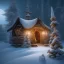 Placeholder: Mysterious christmas night, a small lonely hut, surreal atmosphere, cosmic backdrop, celestial ambience, soft lighting, very chilly appearance of the surroundings, unreal engine 5 volumetric lighting, intricate details, realistic style, 8k resolution