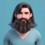 Placeholder: guy with a beard and long hair anime style