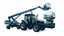 Placeholder: a generic Boom-lift, tractor and scissor-lift on a white background. Smooth vector